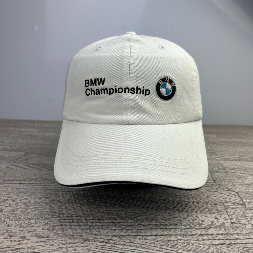 Vintage BMW Championship Hat Cap Strap Back Adjustable White Car Logo Adult